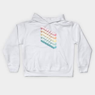 Retro Warsaw 3D rainbow typography Kids Hoodie